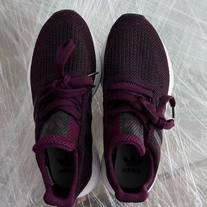 Slightly warm Adidas can be for big kids or adult with small feet.